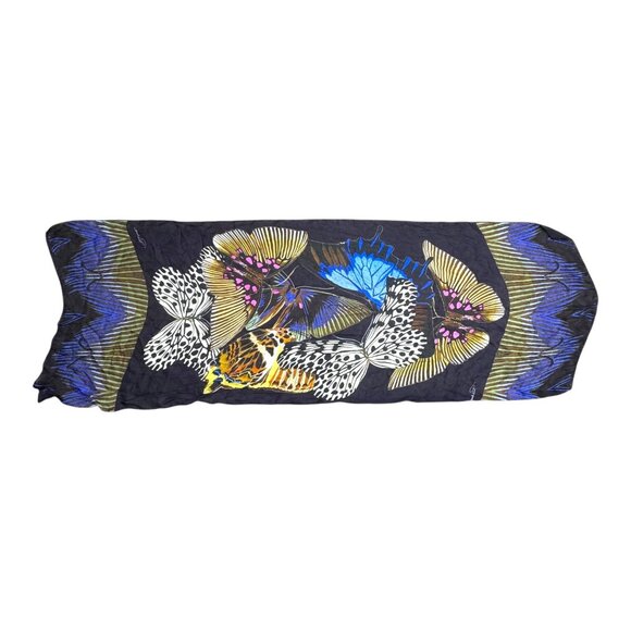 Roberto Cavalli Silk Butterfly Moth Print Luxury Scarf Wrap Elegant Designer - Picture 7 of 7